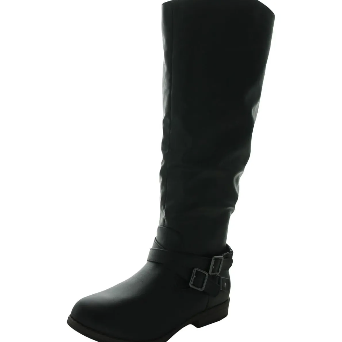 April Criss-Cross Front Faux Leather Knee-High Boots