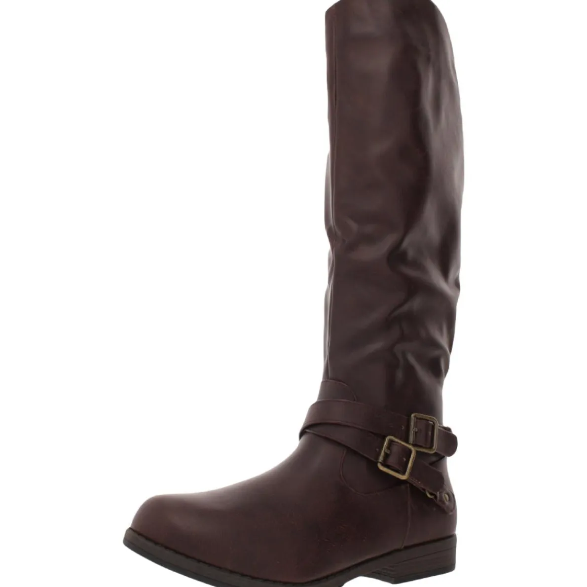 April Criss-Cross Front Faux Leather Knee-High Boots