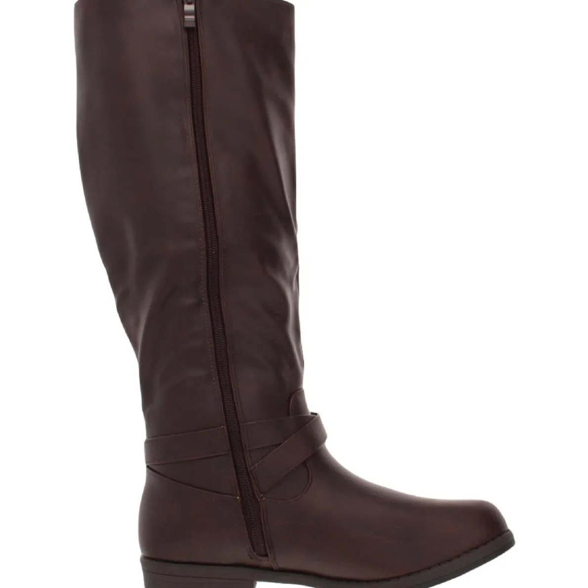 April Criss-Cross Front Faux Leather Knee-High Boots