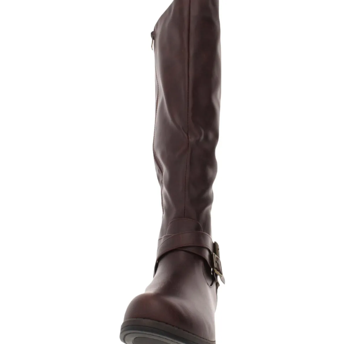 April Criss-Cross Front Faux Leather Knee-High Boots