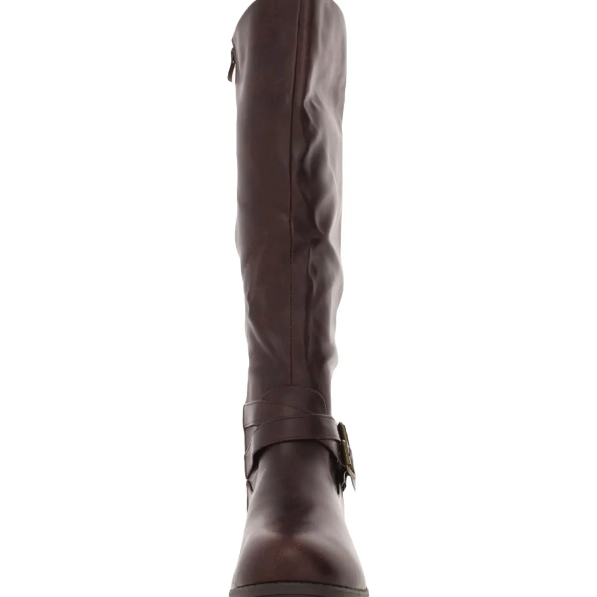 April Criss-Cross Front Faux Leather Knee-High Boots