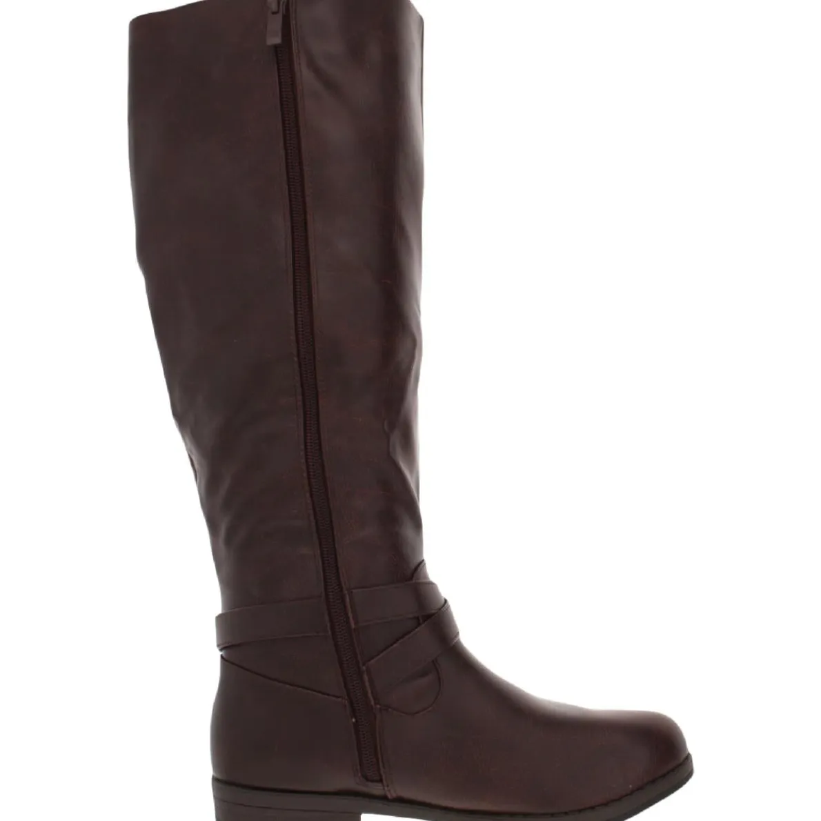 April Criss-Cross Front Faux Leather Knee-High Boots