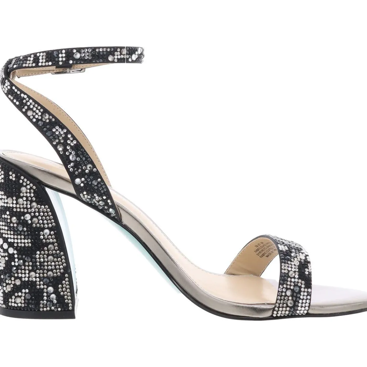 Jet Jeweled Faux Leather Block Heels