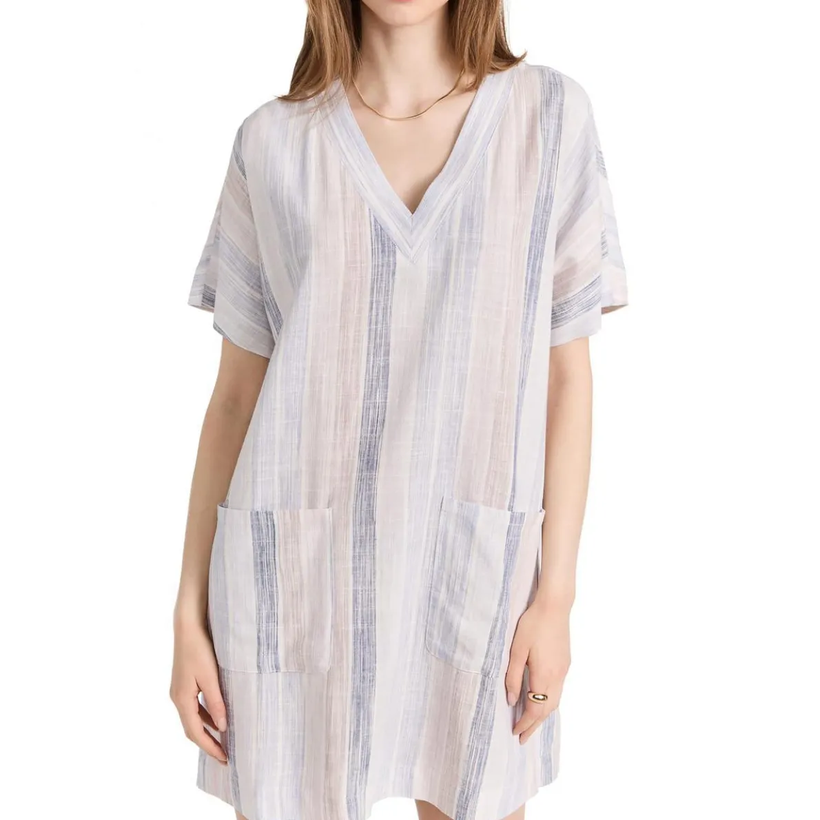 V-Neck Pocket Shift Dress