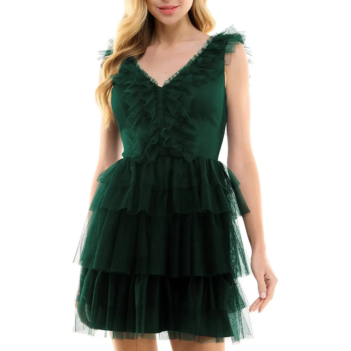 Juniors Tulle Tiered Fit & Flare Dress