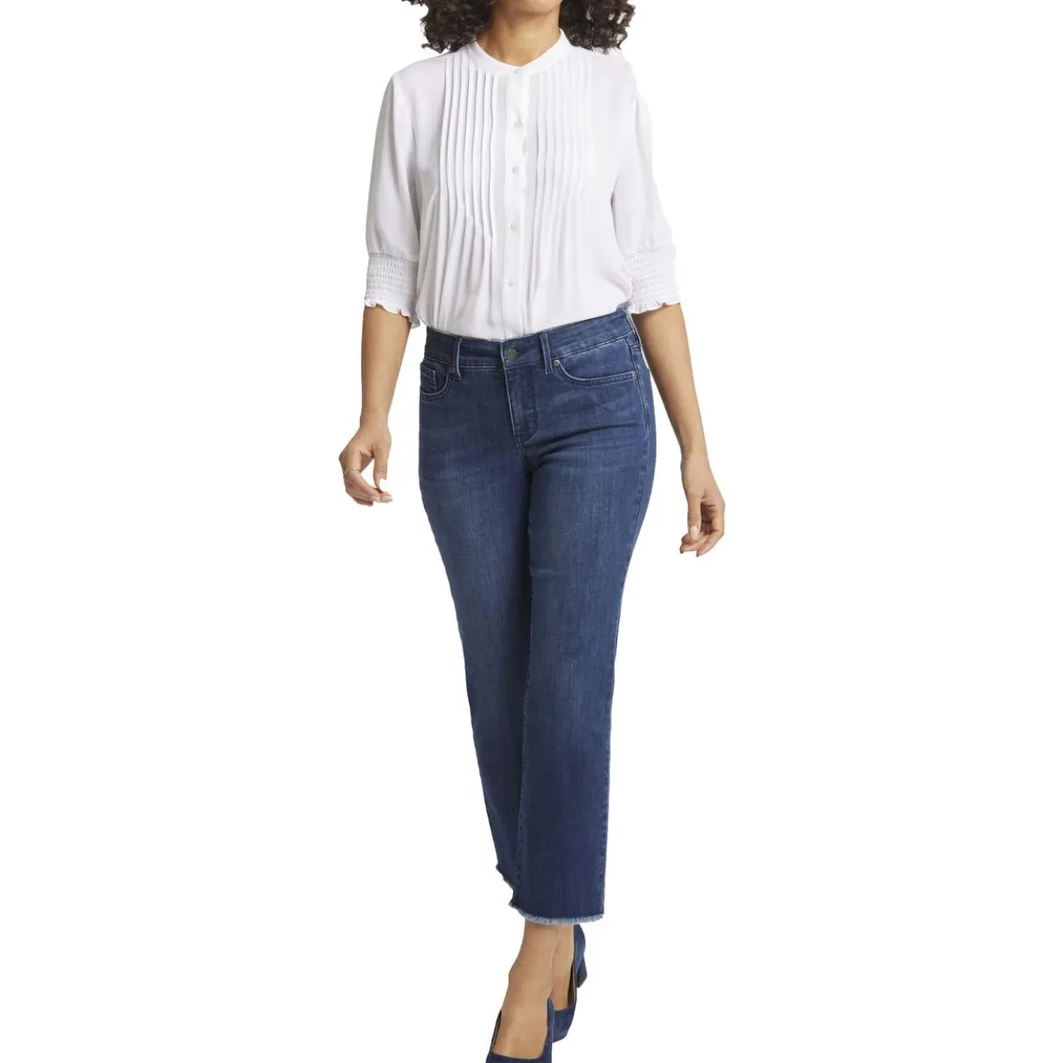 Marilyn Frayed Hem Denim Straight Leg Jeans