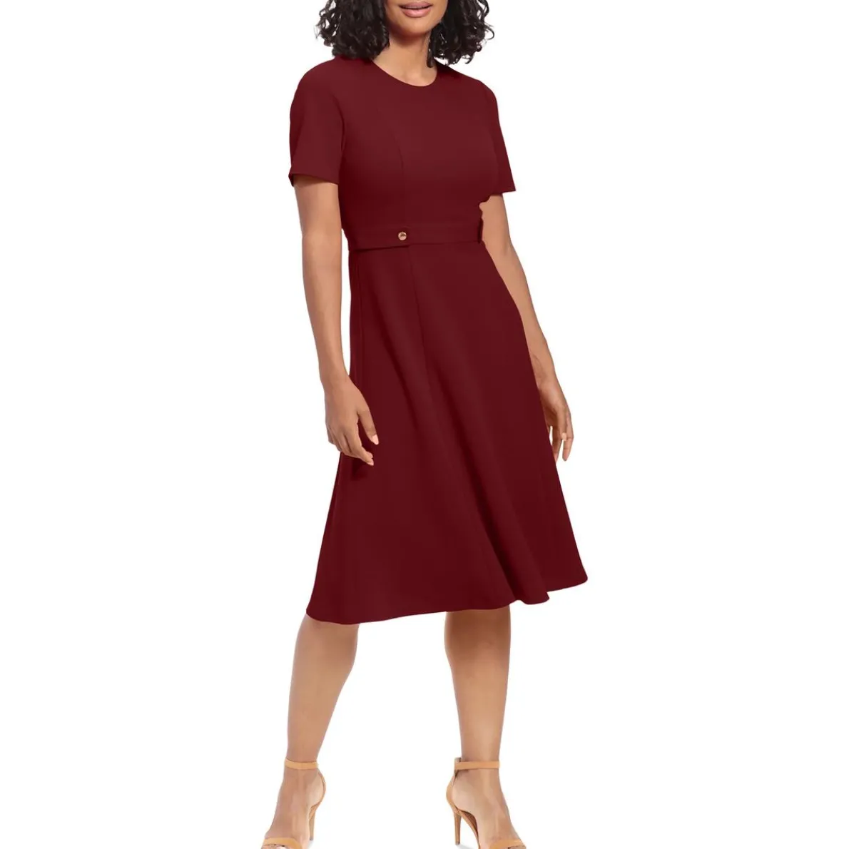 Plus Embellished Mid Calf Fit & Flare Dress