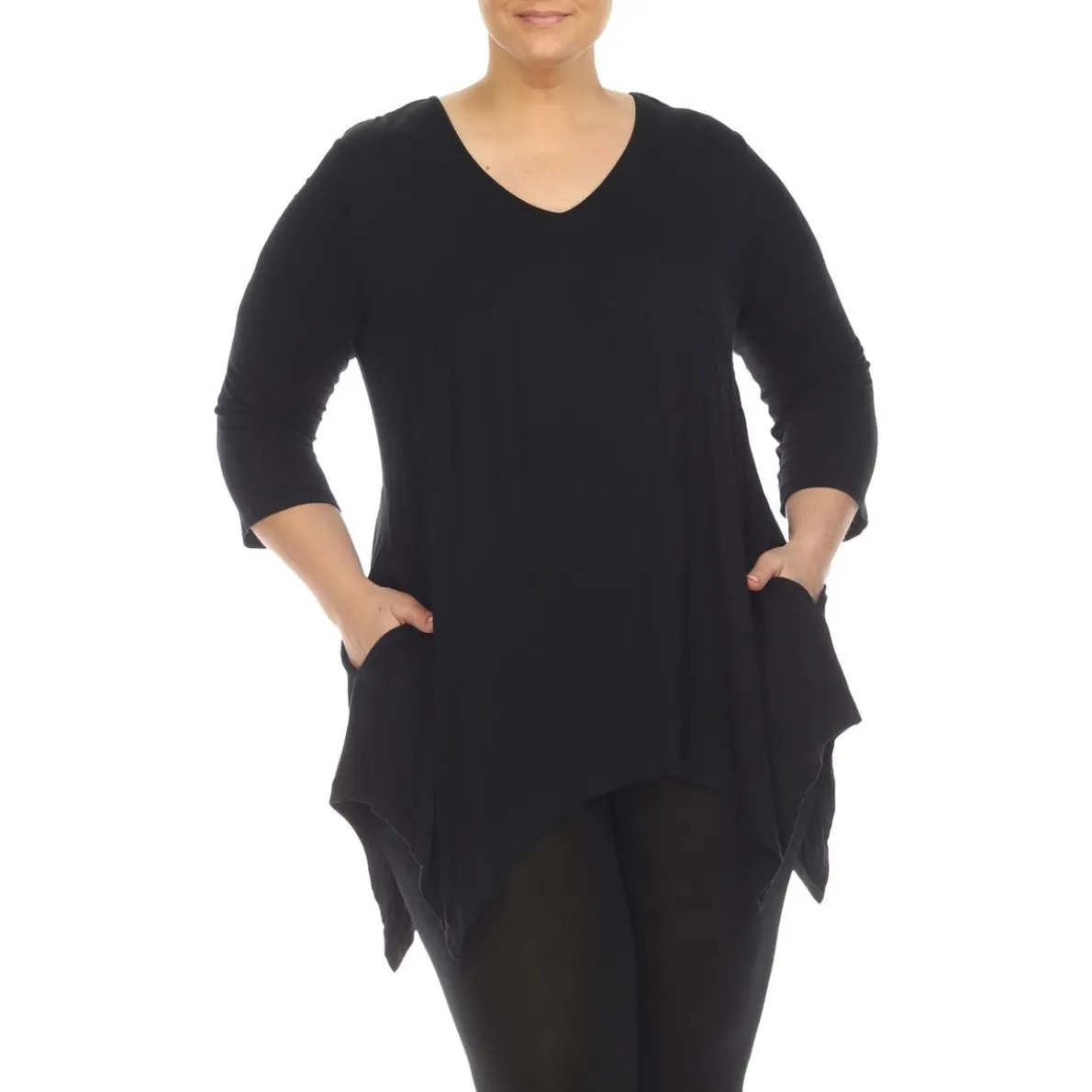Plus Sharkbite Hem V-Neck Tunic Top