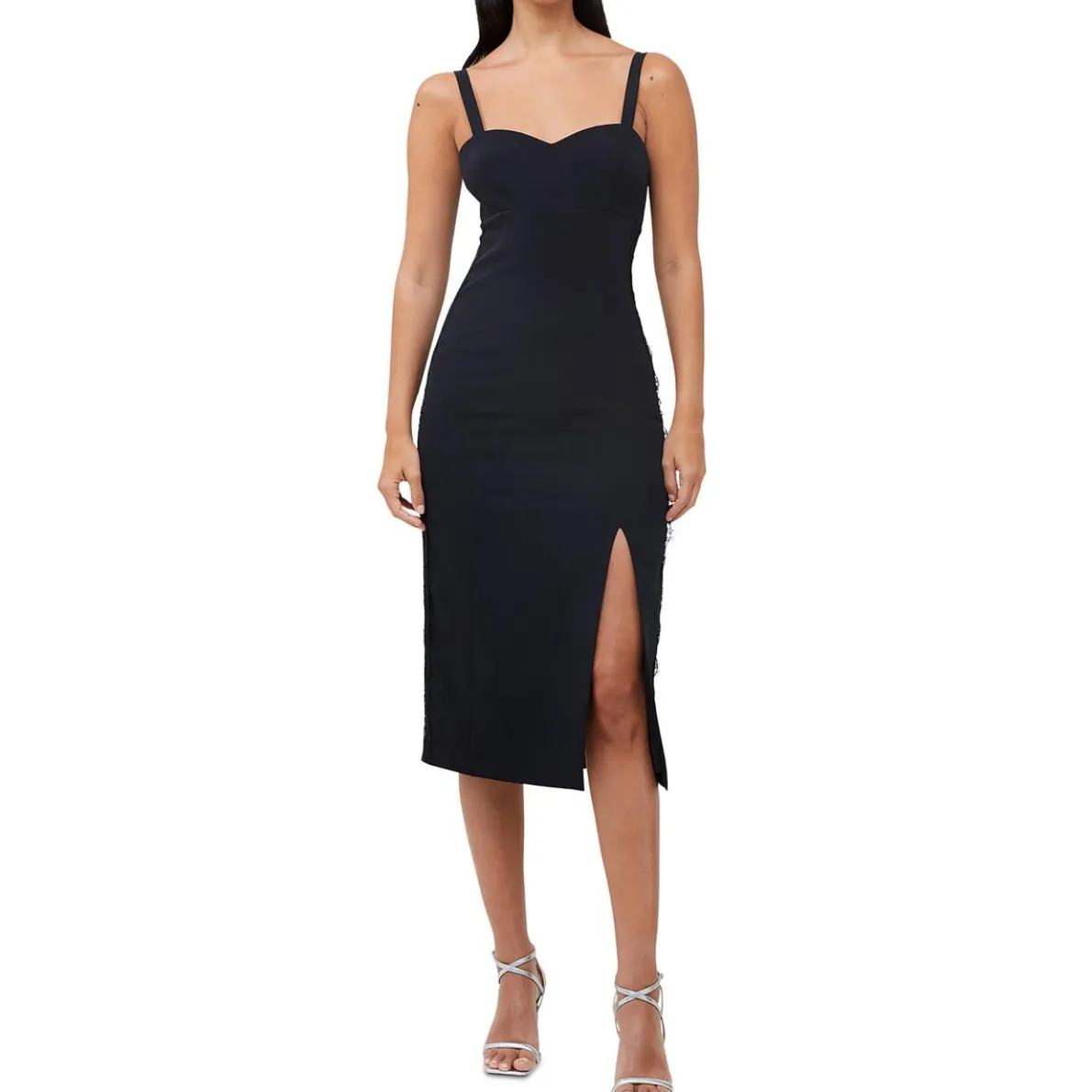 Crepe Lace Inset Midi Dress