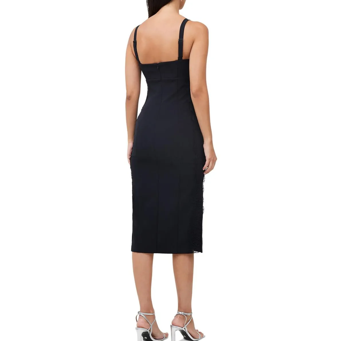 Crepe Lace Inset Midi Dress