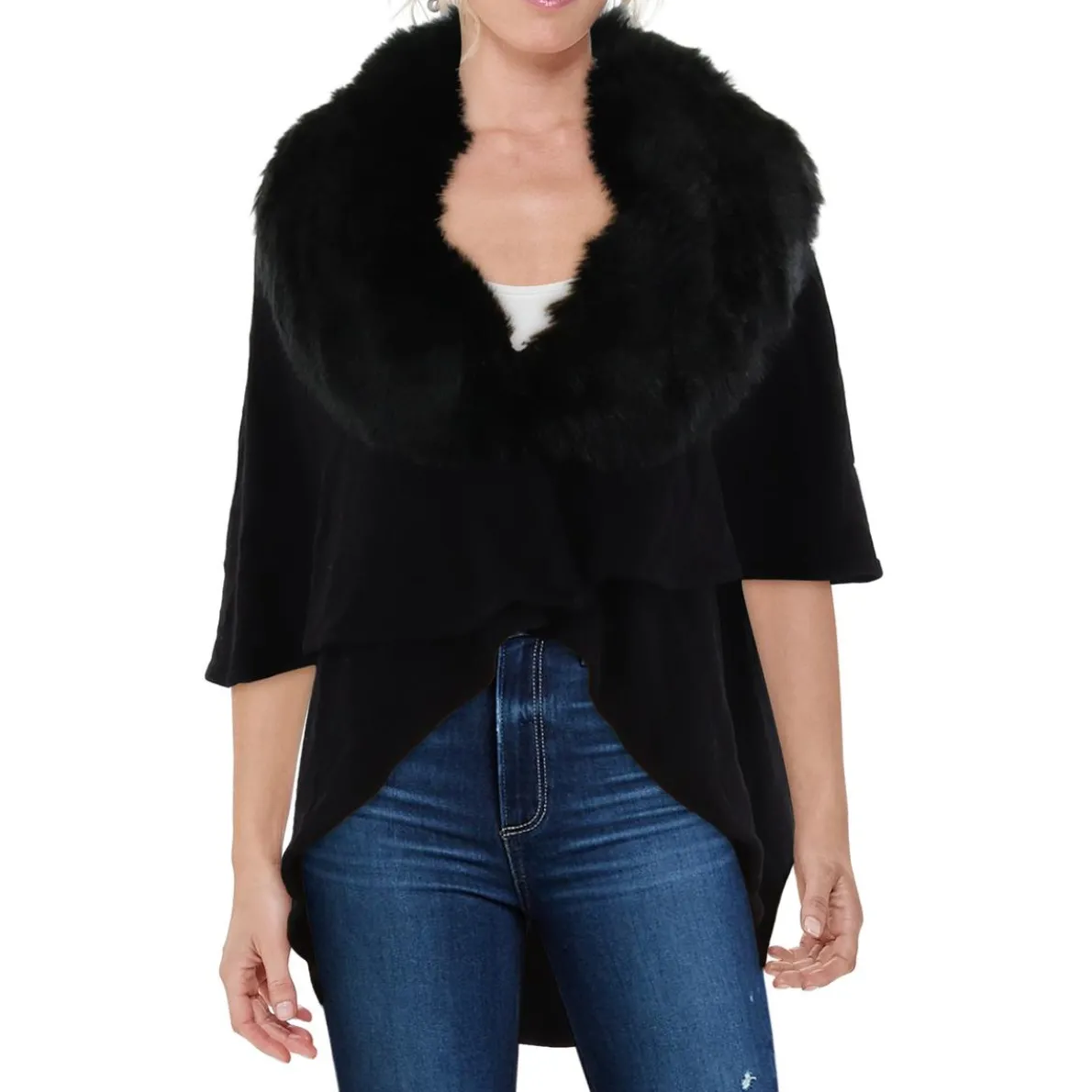 Faux Fur Trim Formal Cardigan Sweater