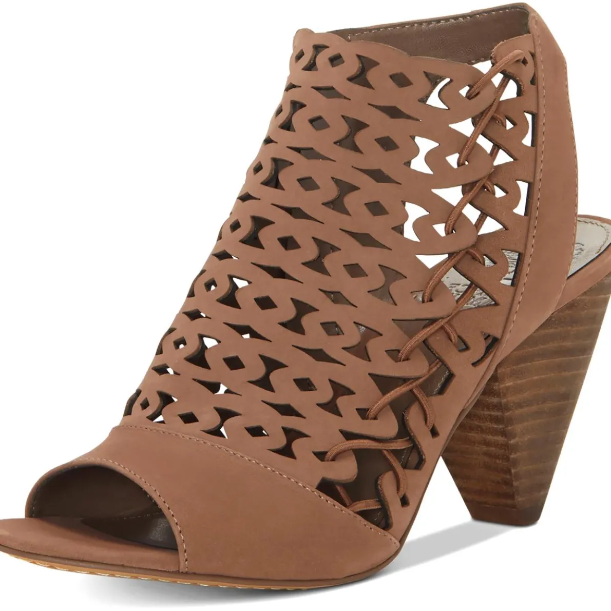 Emberla Cut-Out Leather Heel Sandals