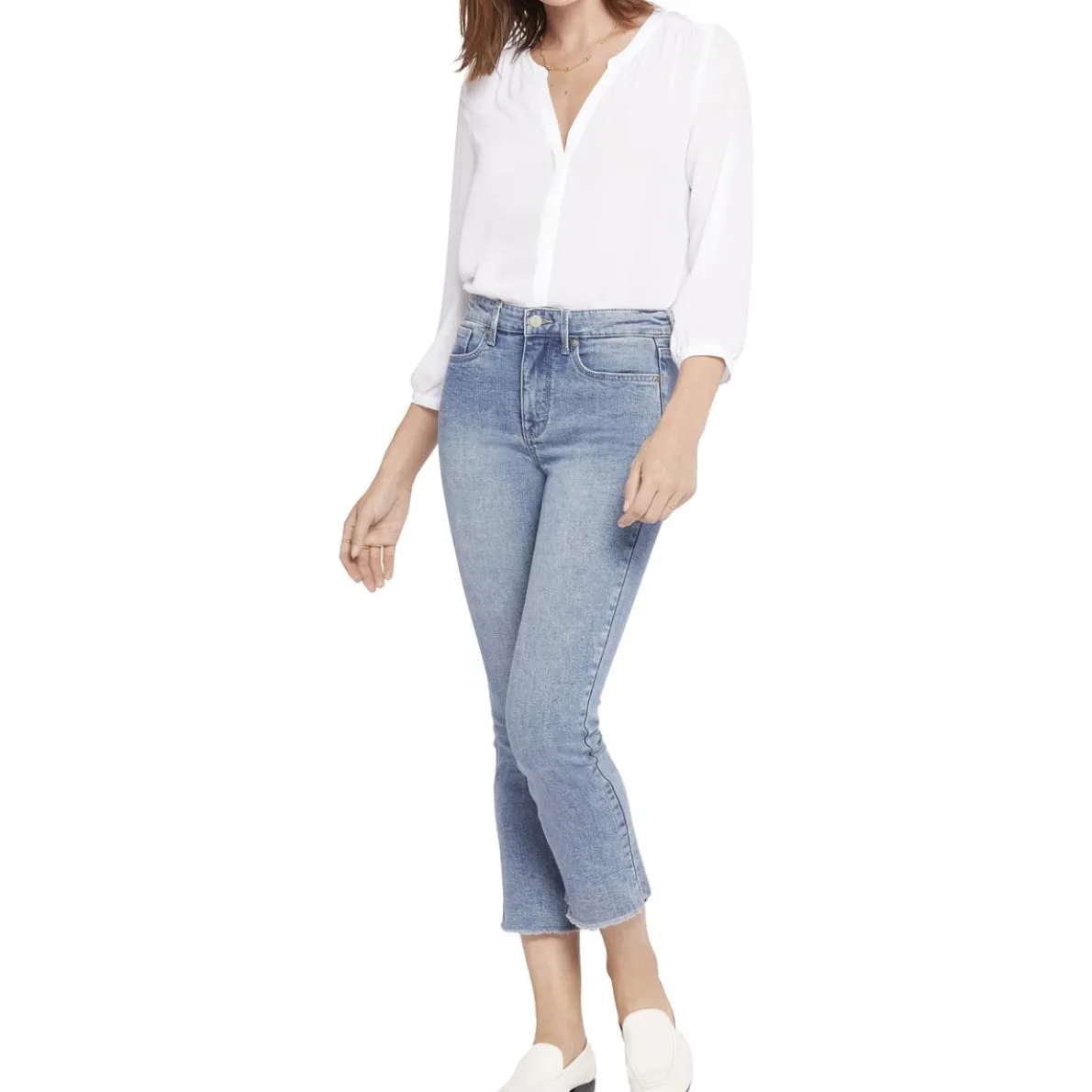 Frayed Hem Denim Bootcut Jeans