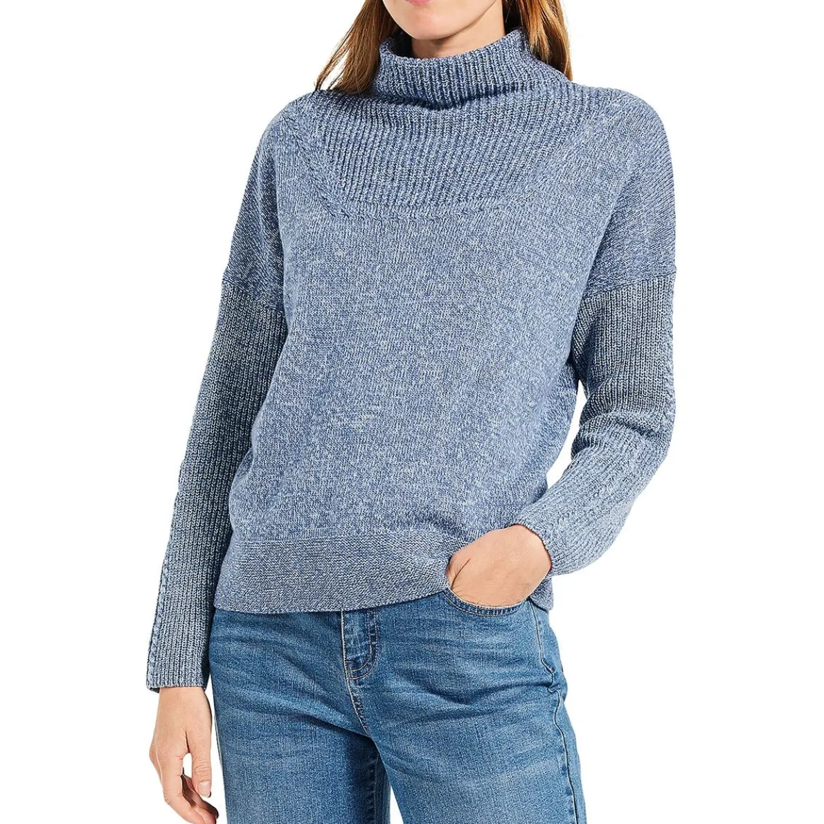 Mix Stitch Mock Neck Pullover Sweater