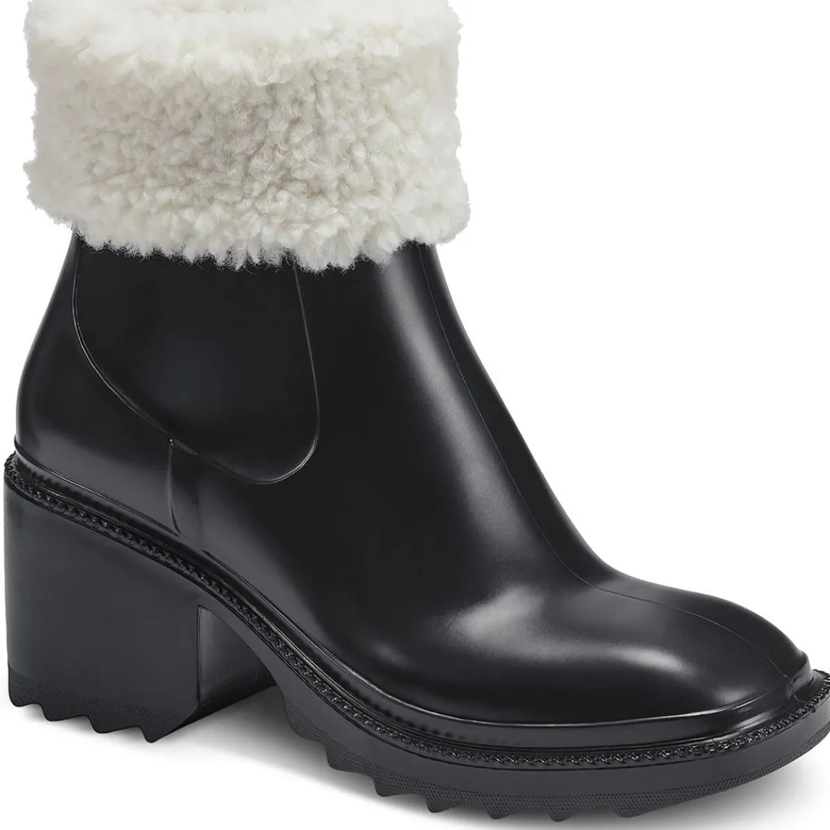 Eadin Faux Fur Trim Cushioned Rain Boots