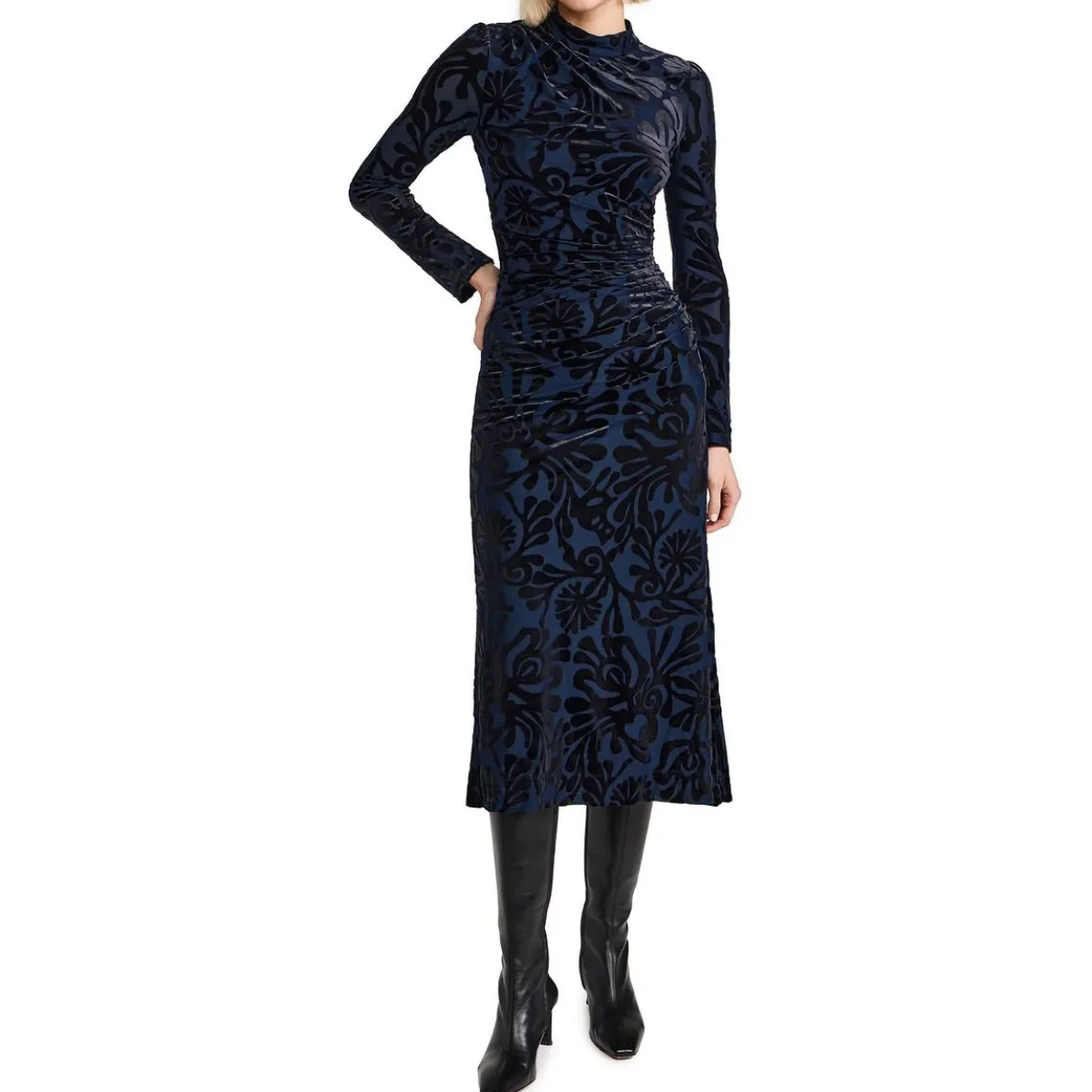 Burnout Velvet Midi Dress