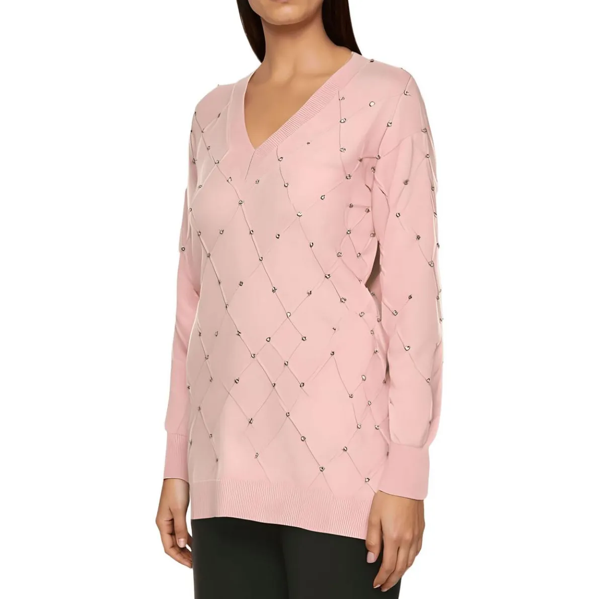 Jeweled V-Neck Sweater