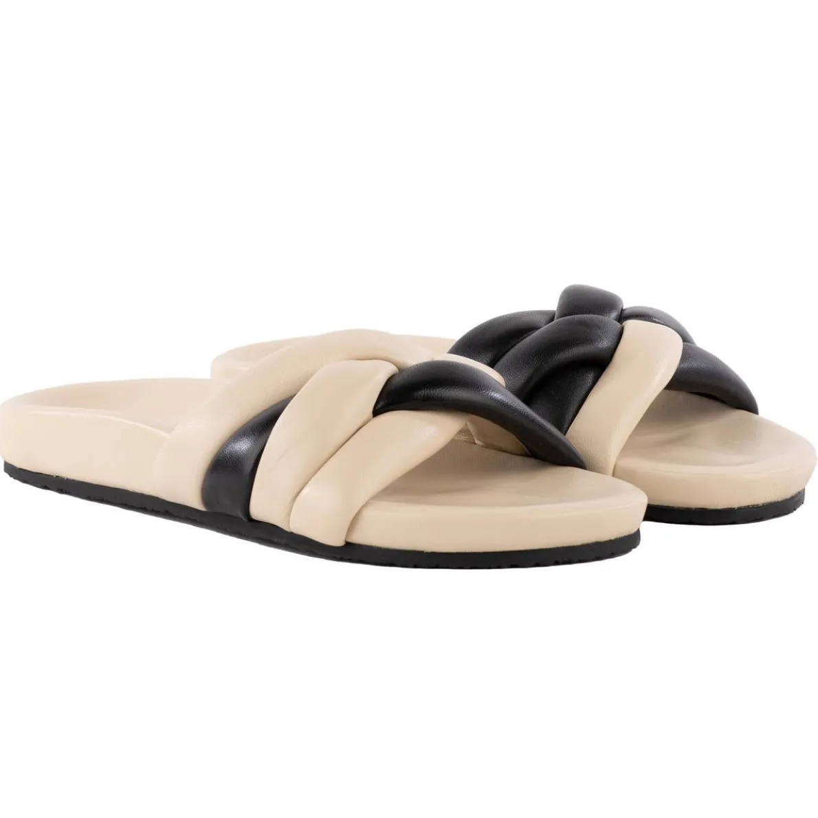 Low Key Glow Up Criss-Cross Leather Slide Sandals