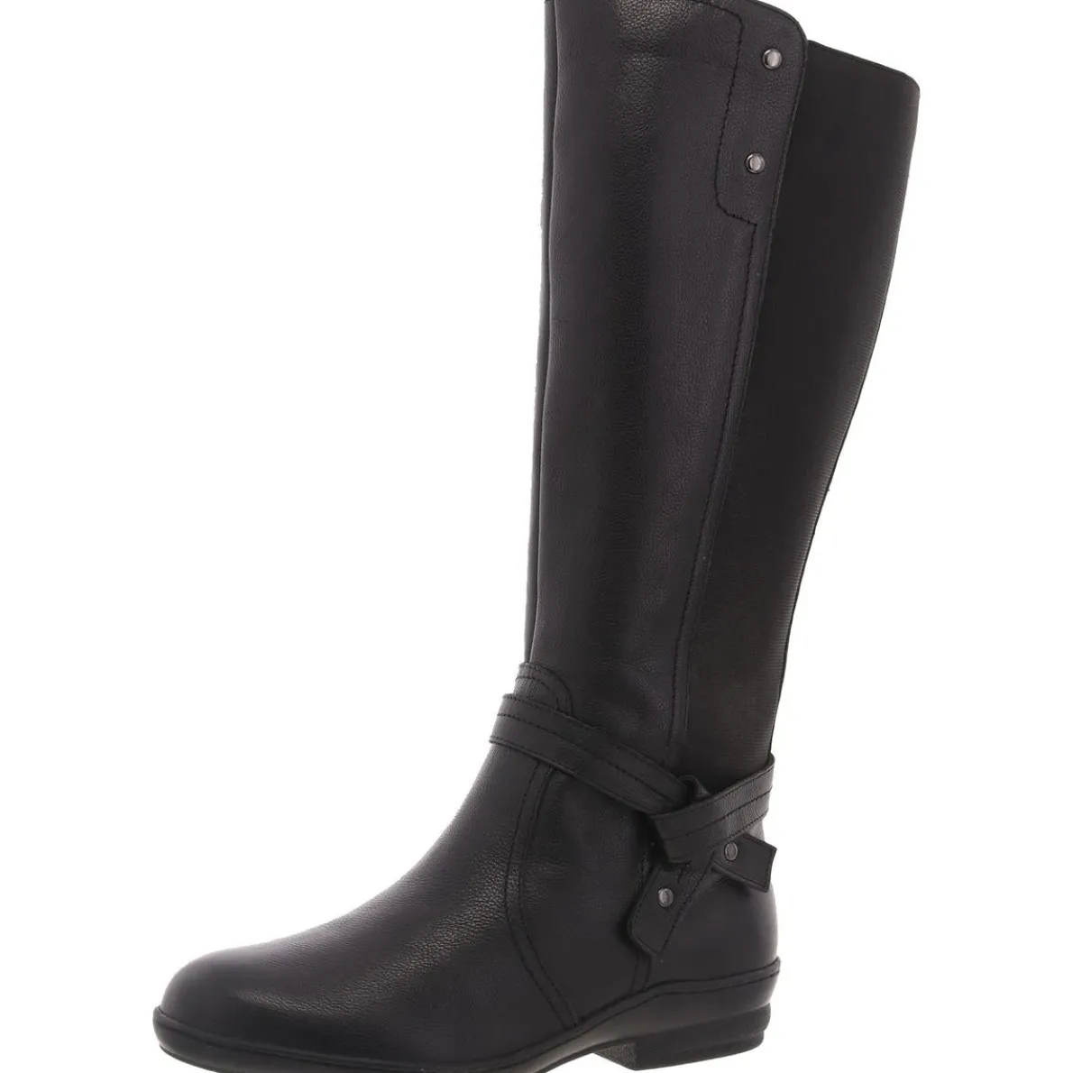 Belted Leather Knee-High Boots