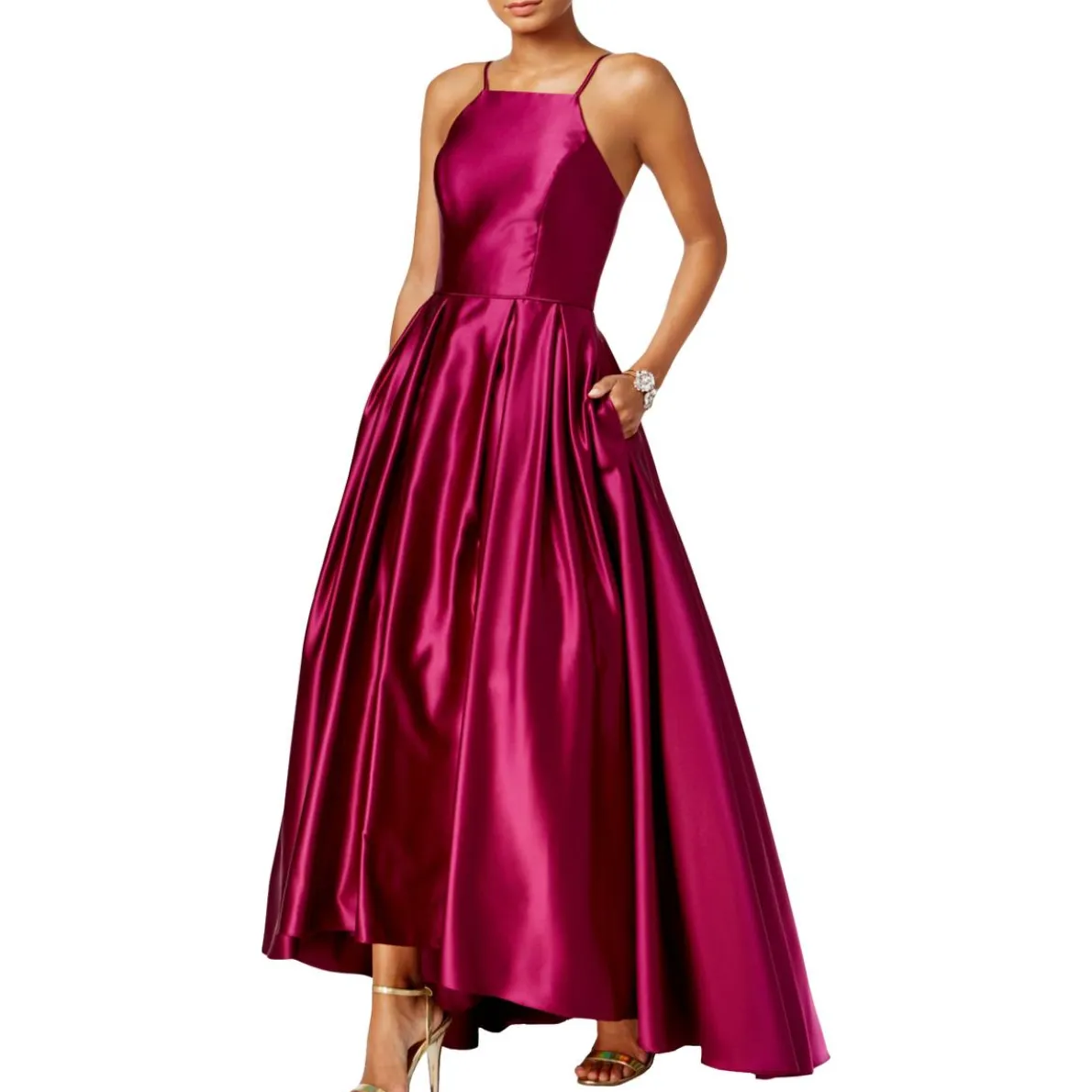 Satin High-Low Evening Dress