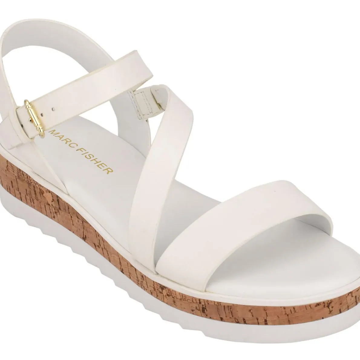 Grandie Faux Leather Adjustable Wedge Sandals