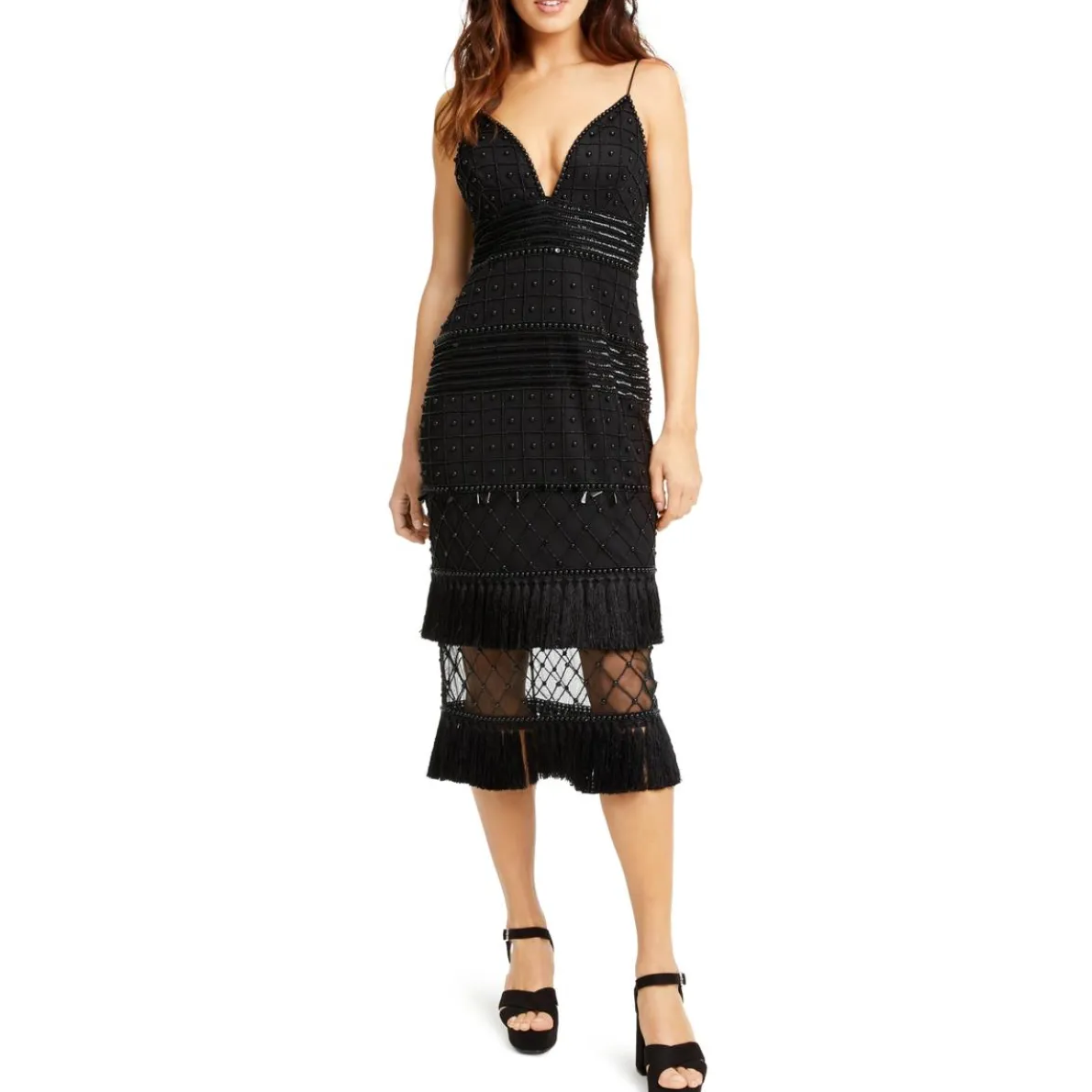 Beaded Fringe Midi Dress