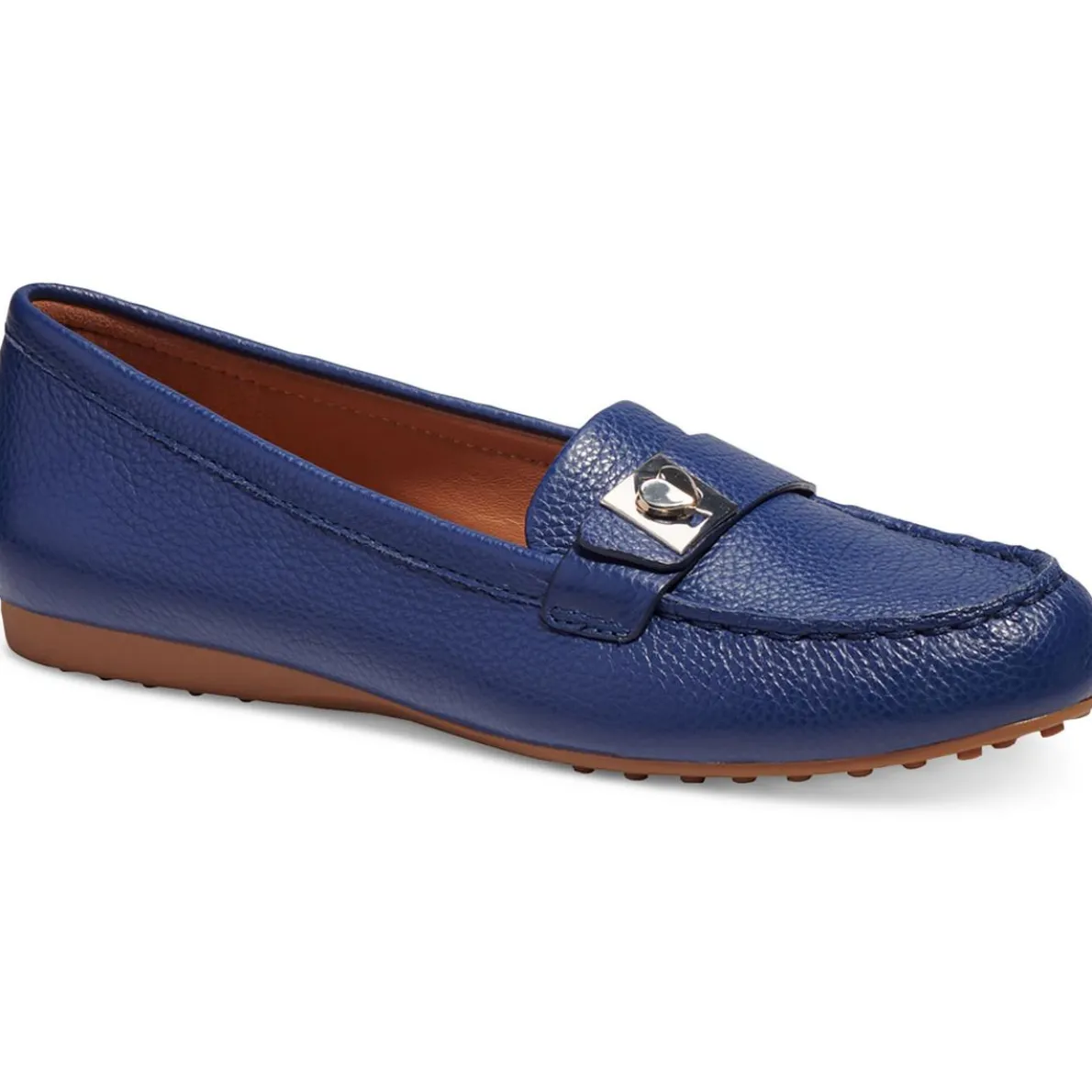 Camellia Leather Slip On Moccasins