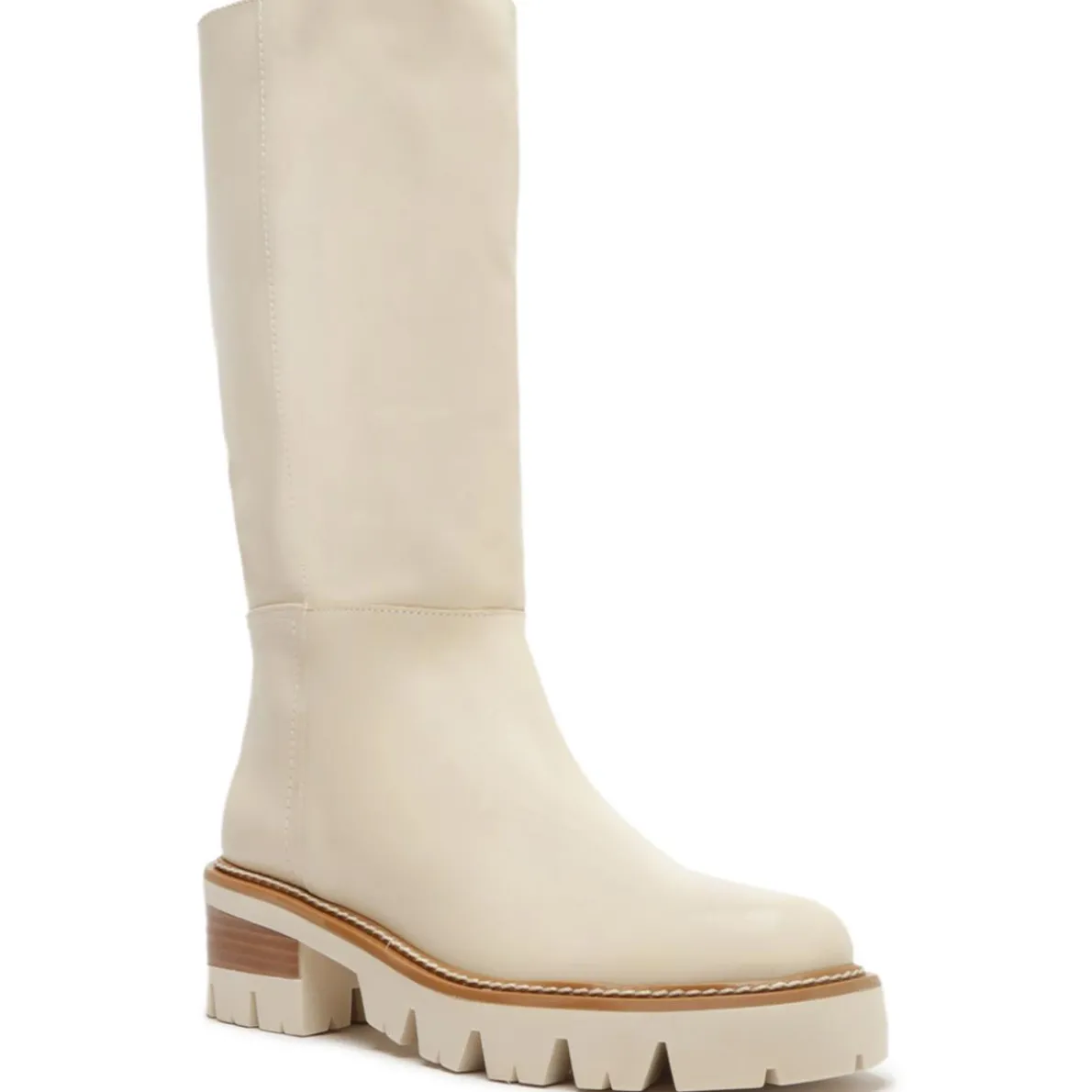 Bota Leather Pull On Knee-High Boots