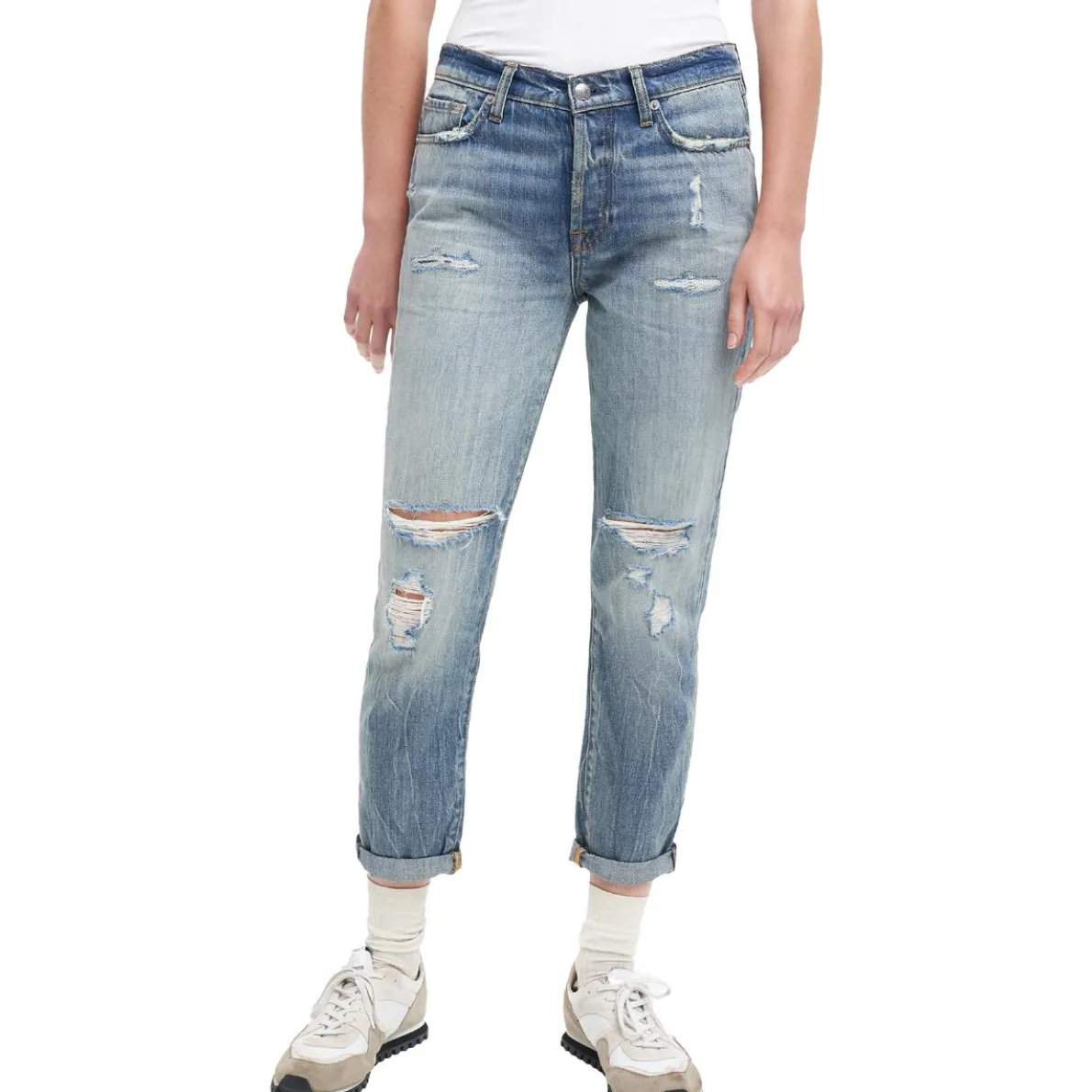 7 for All Mankind Josefina Destroyed Mid-Rise Boyfriend Jeans