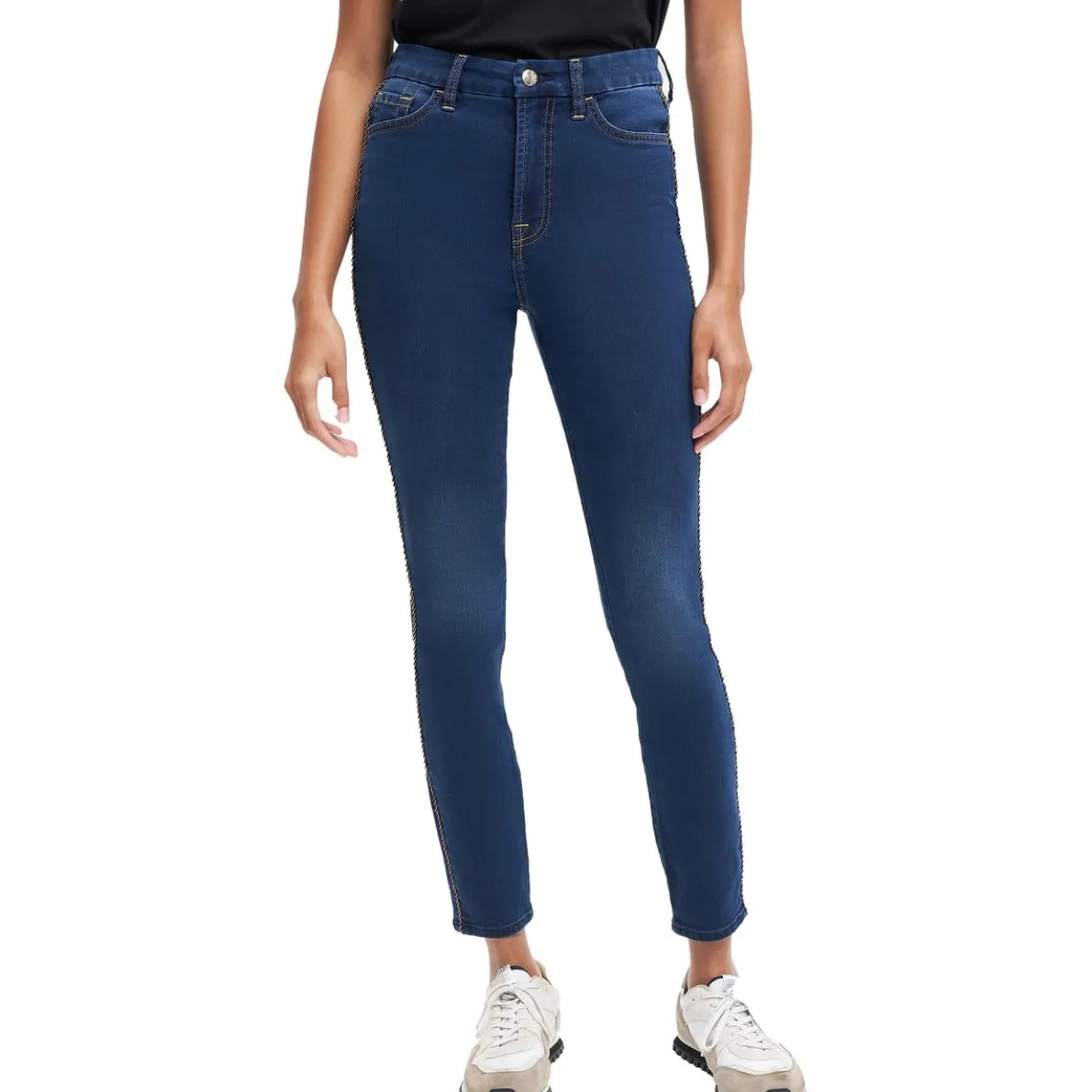 Striped Denim Skinny Jeans