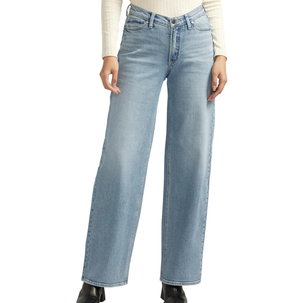 Pocket Denim Wide Leg Pants