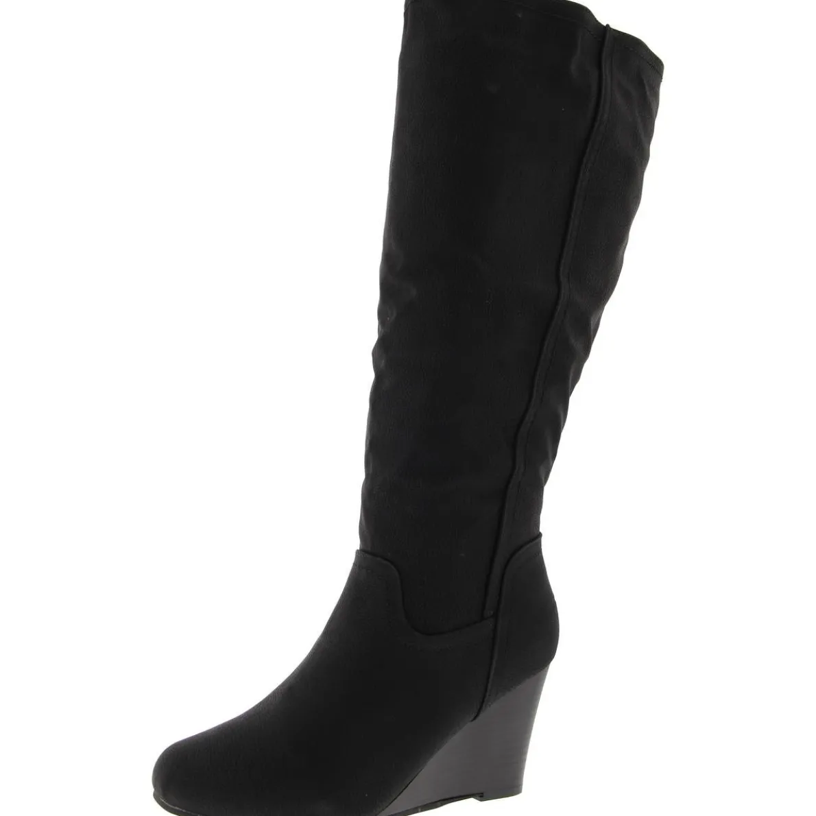 Embossed Faux Leather Wedge Boots
