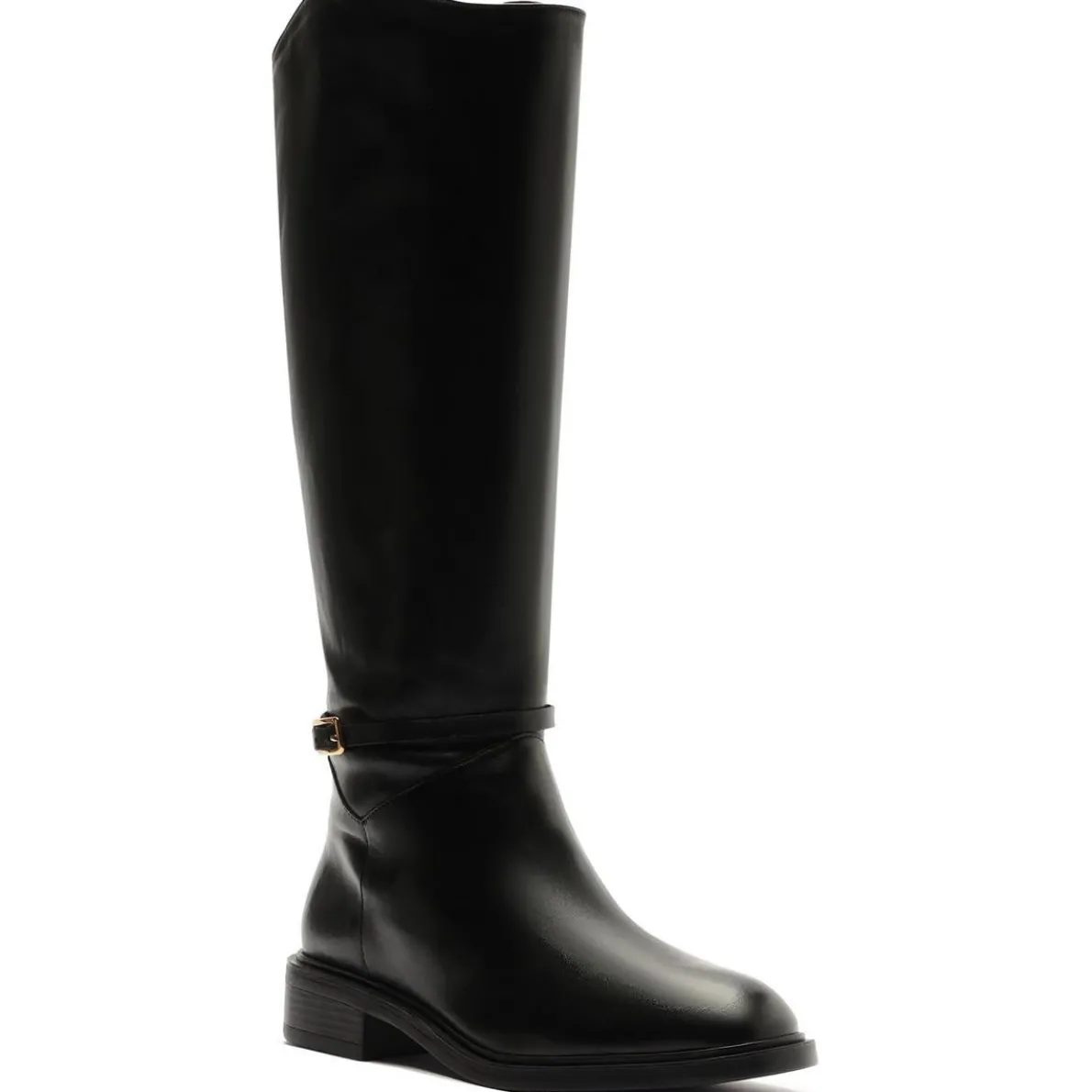 A133460006 Buckle Leather Knee-High Boots
