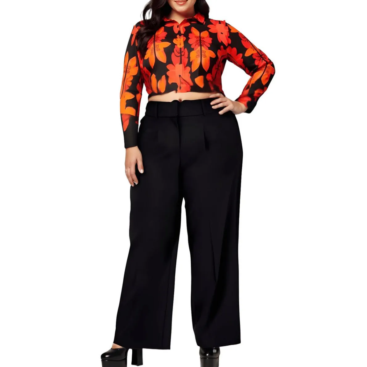 Plus Mid Rise Office Dress Pants