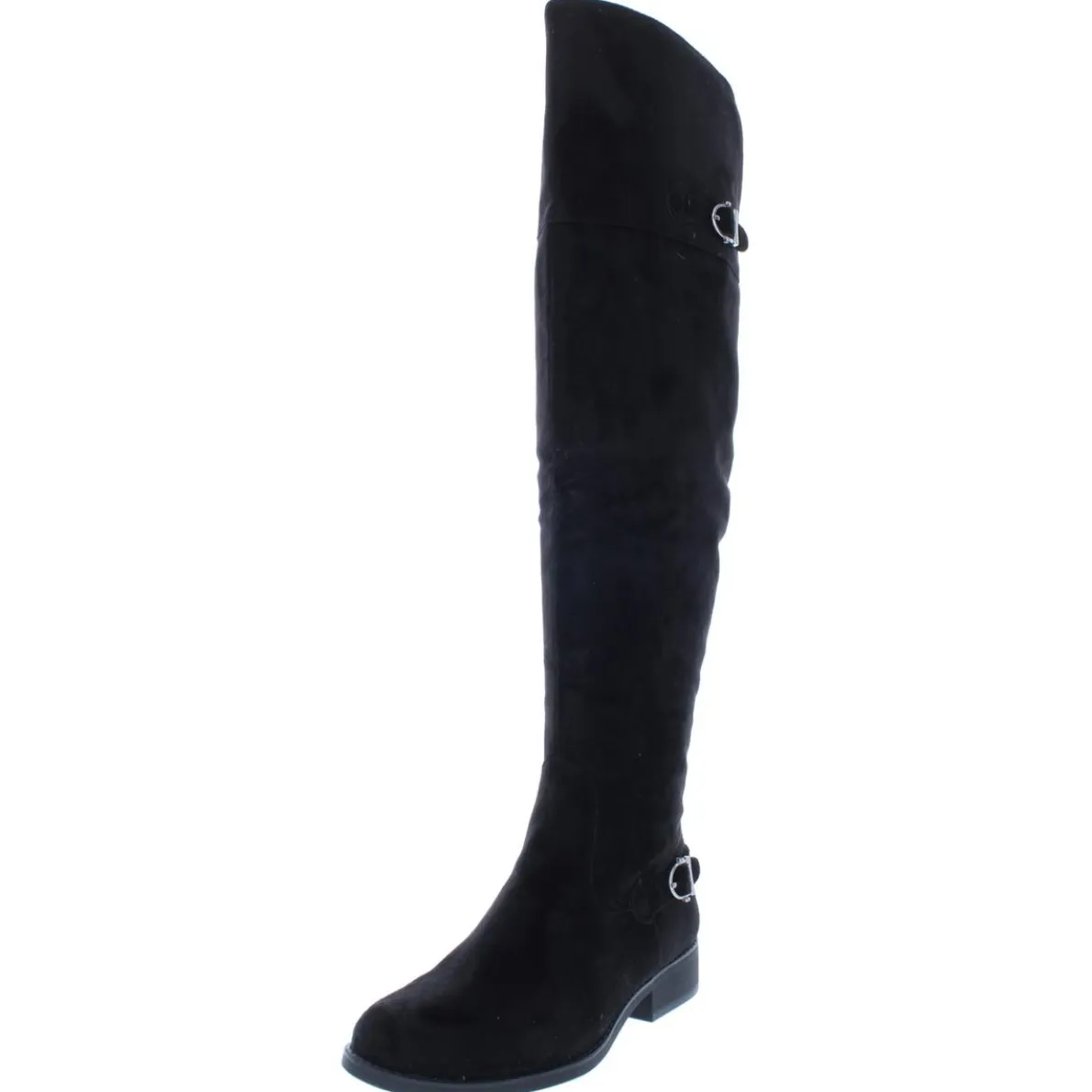 Adarra Buckle Stacked Heel Over-The-Knee Boots