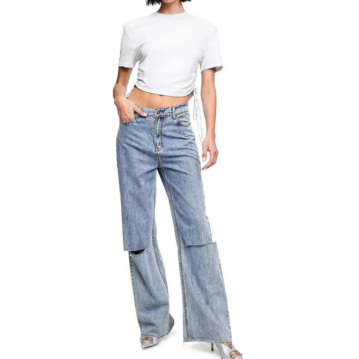Agyness Marled Short Sleeve Cropped