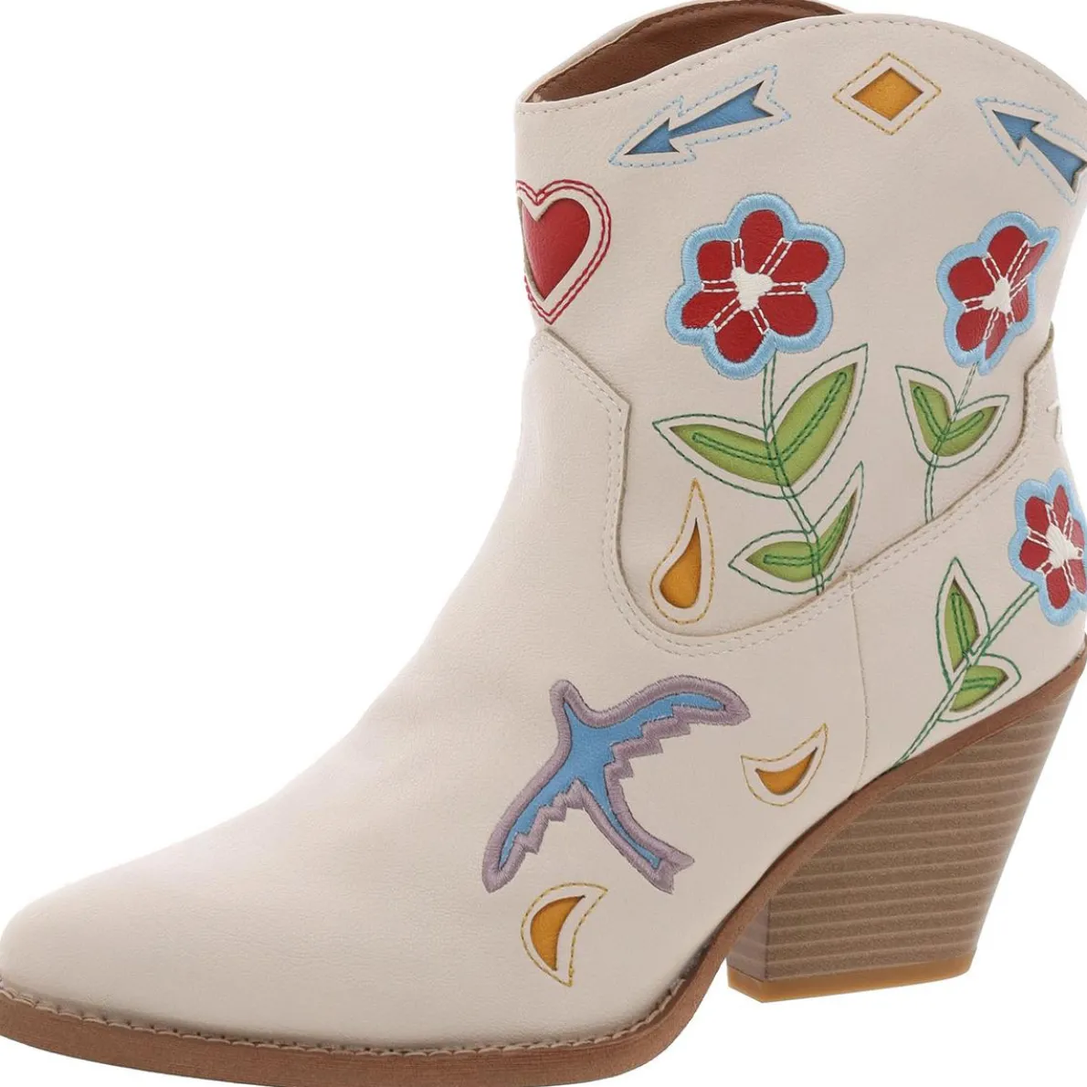 Roslyn Flower Faux Leather Cut Out Cowboy, Western Boots