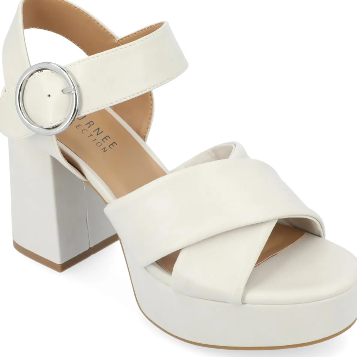 Akeely Faux Leather Criss-Cross Front Platform Sandals