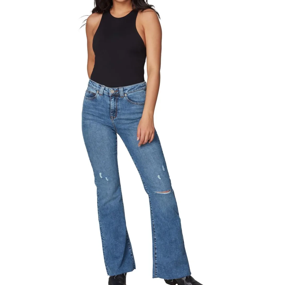 Alice Raw Hem Denim Flared Jeans