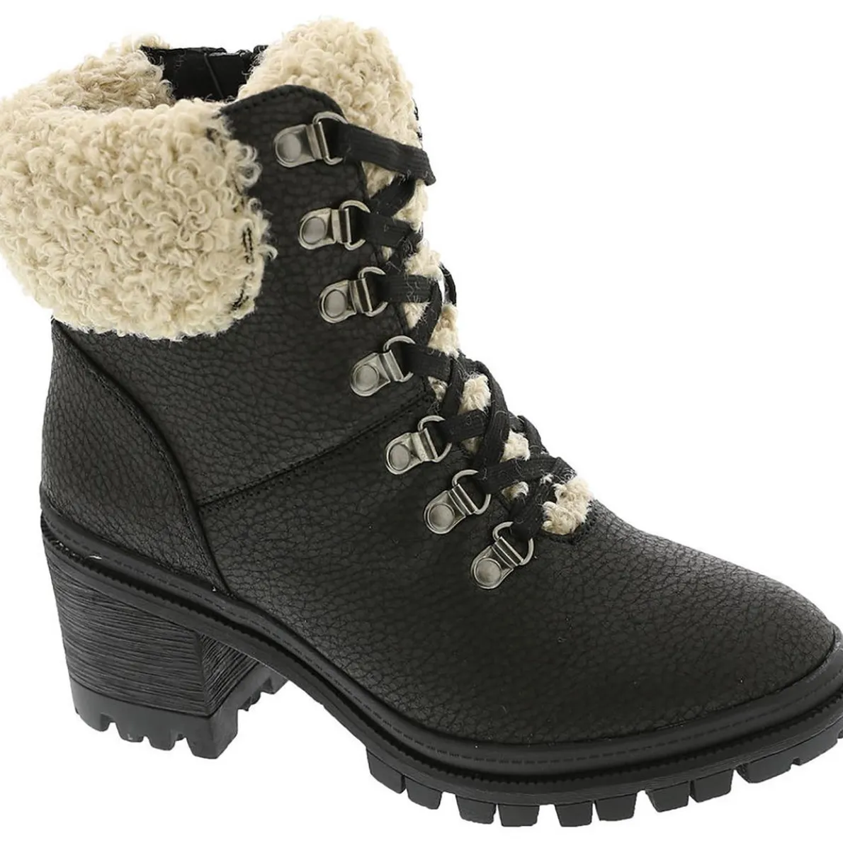 Alpine Faux Fur Lined Faux Leather Ankle Boots