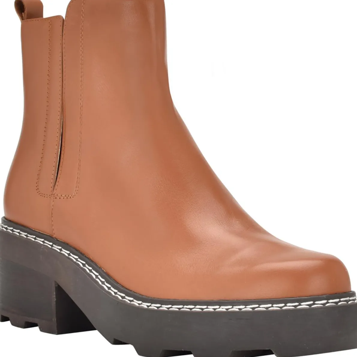 Amina Leather Block Heel Chelsea Boots