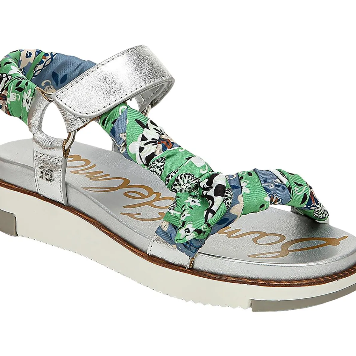 Ashie Leather Floral Wedge Sandals