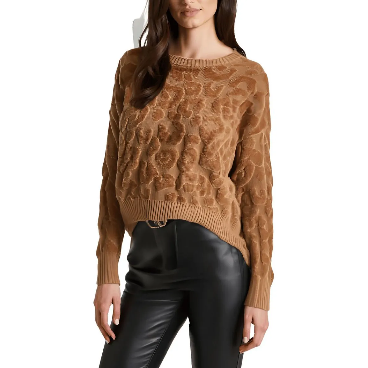Animal Print Chenille Pullover Sweater