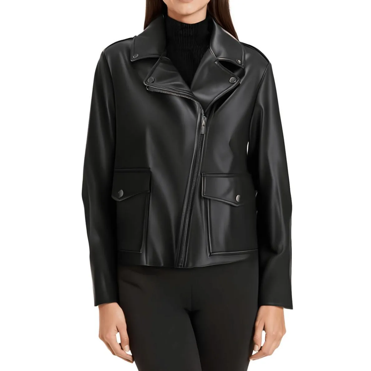 Asymmetric Faux Leather Leather Jacket