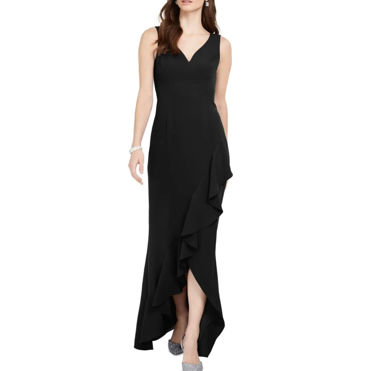 Asymmetric Ruffled Evening Dress