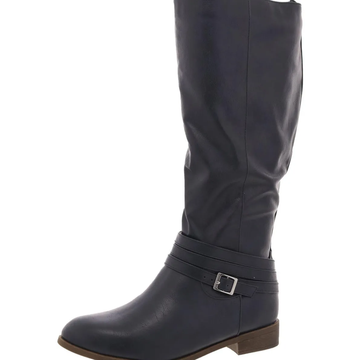Buckle Faux Leather Knee-High Boots