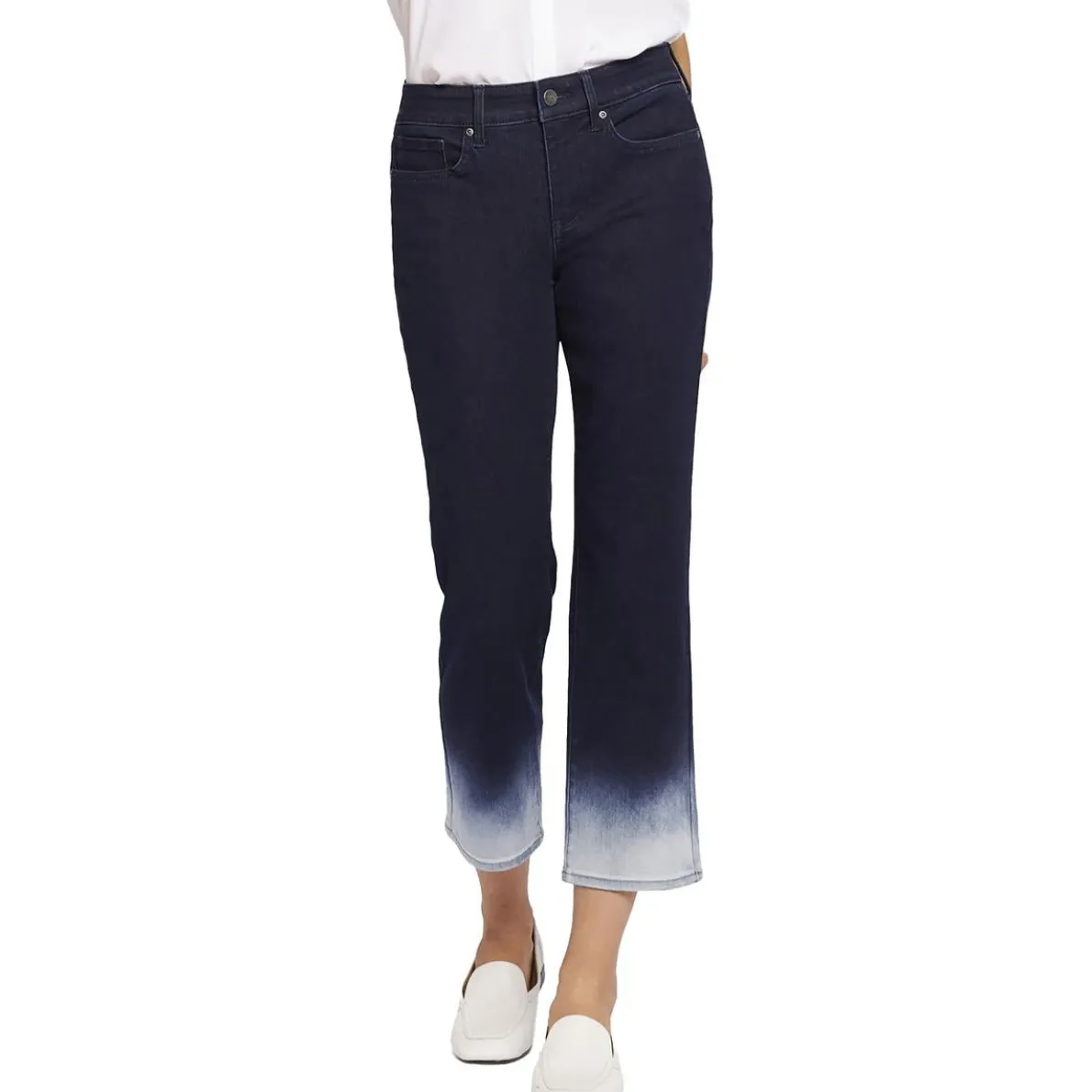 Plus Marilyn Ankle Mid Rise Die Fade Straight Leg Pants