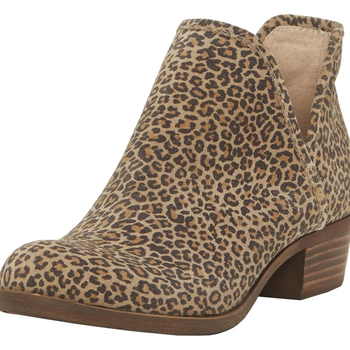 Baley Leather Snake Print Stacked Heel Ankle Bootie