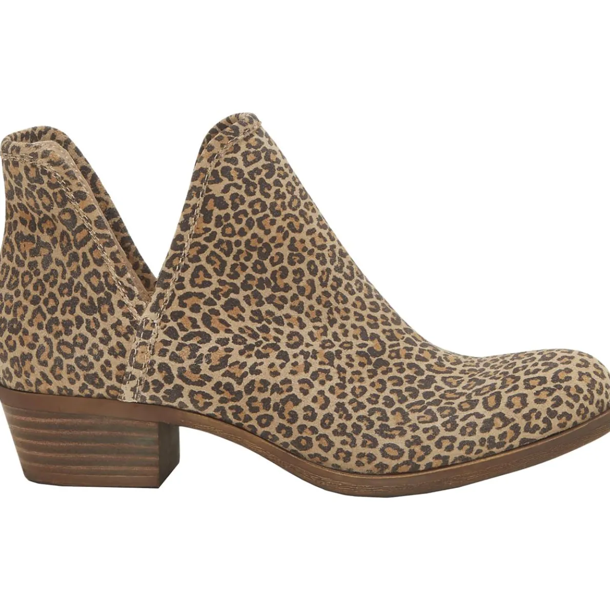 Baley Leather Snake Print Stacked Heel Ankle Bootie