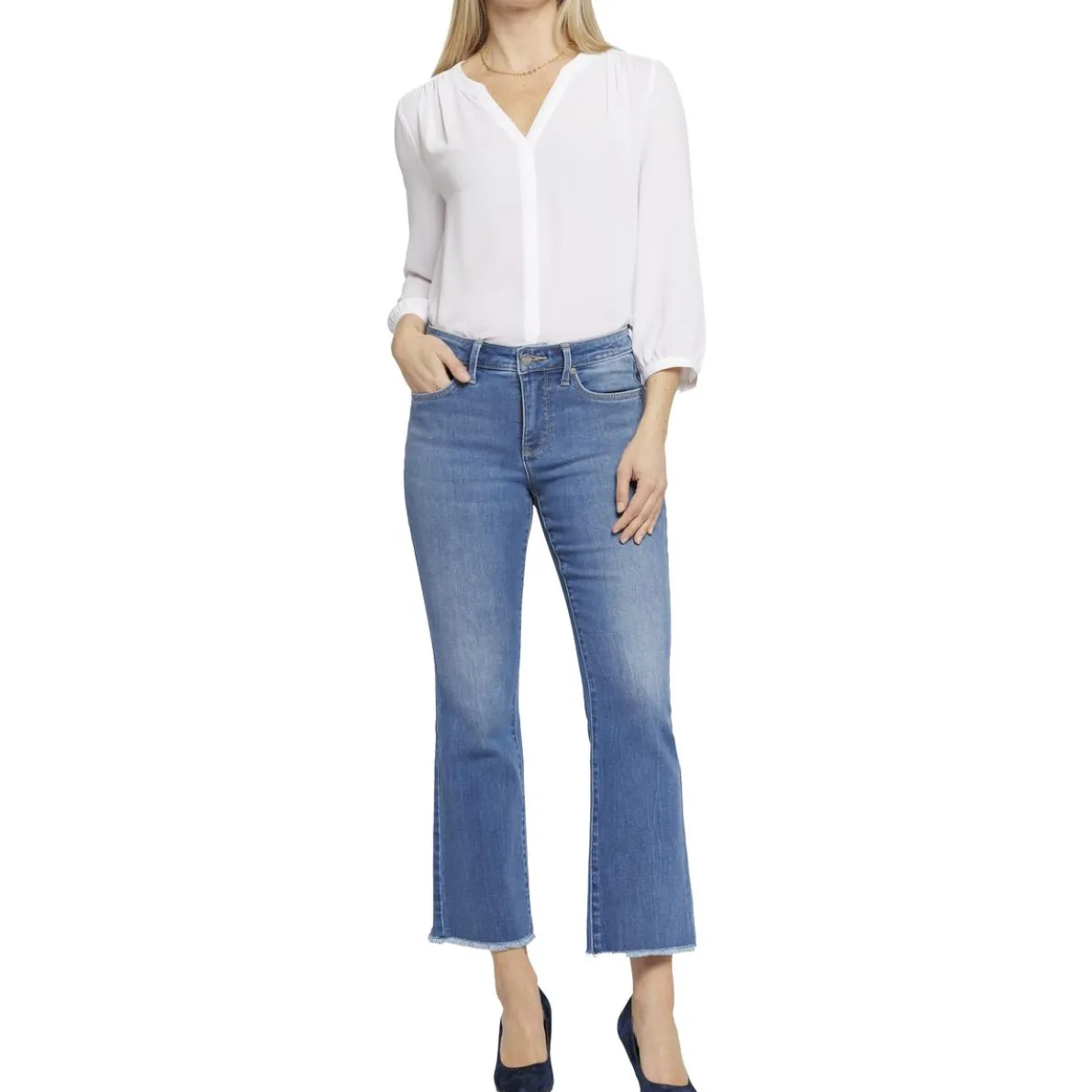 Barbara Frayed Hem Denim Bootcut Jeans